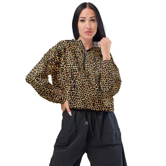 Women’s cropped windbreaker - Mosaic Cheetah