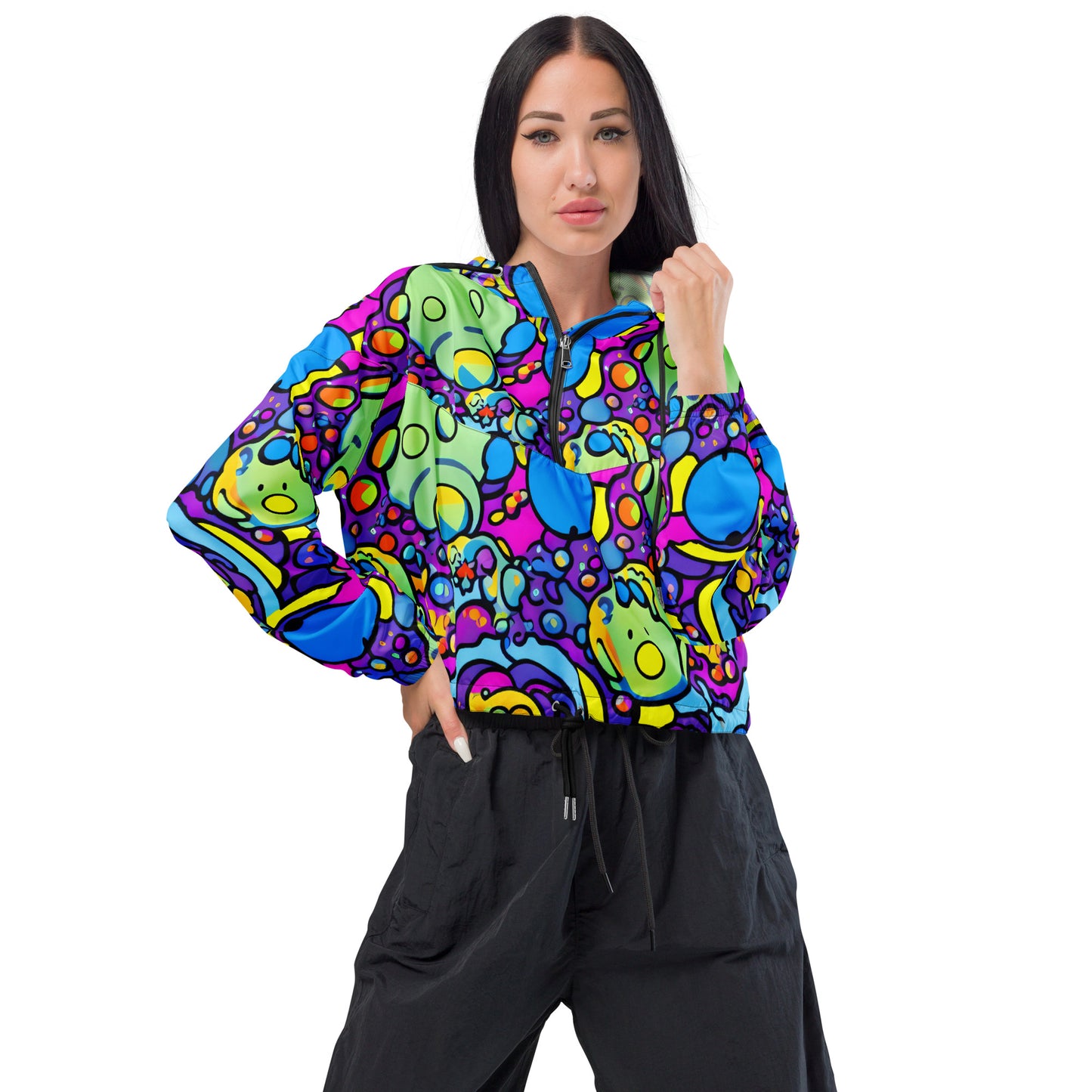 Women’s cropped windbreaker - Mystic Marbles