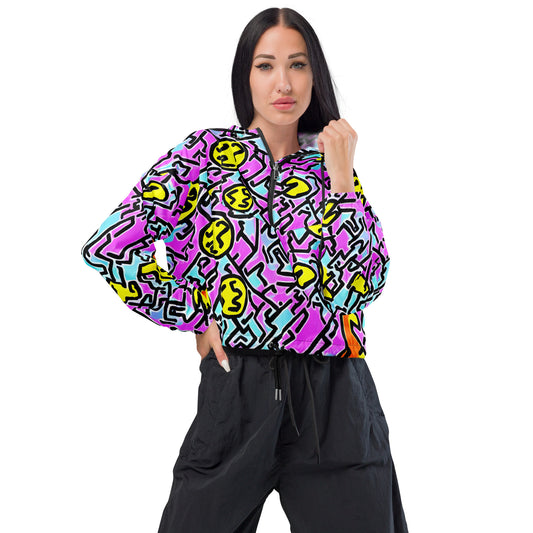 Women’s cropped windbreaker - Punky Scribbles