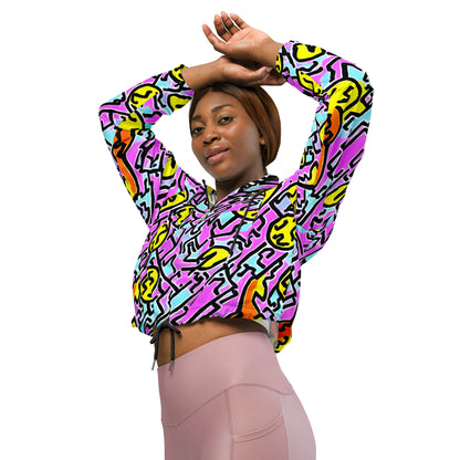 Women’s cropped windbreaker - Punky Scribbles