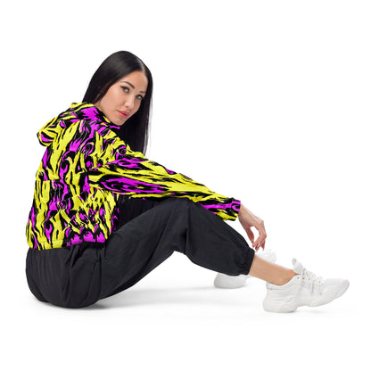 Women’s cropped windbreaker - Electric Zebra