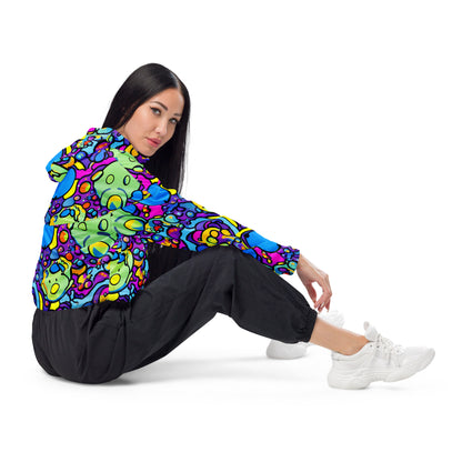 Women’s cropped windbreaker - Mystic Marbles