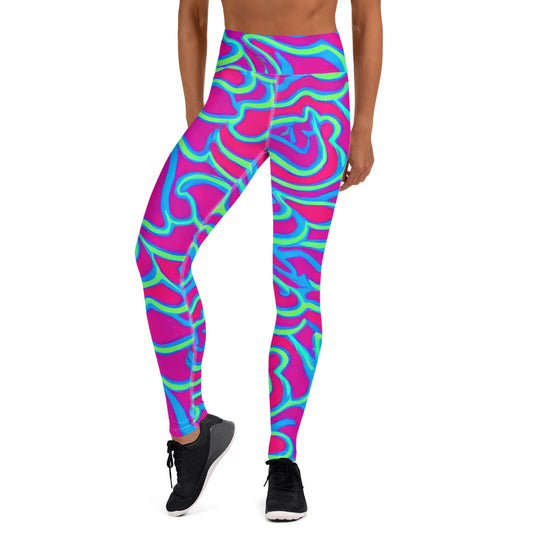 Yoga Leggings - Aqua Flame