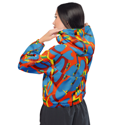 Women's Cropped Windbreaker - Fire Ocean Fusion