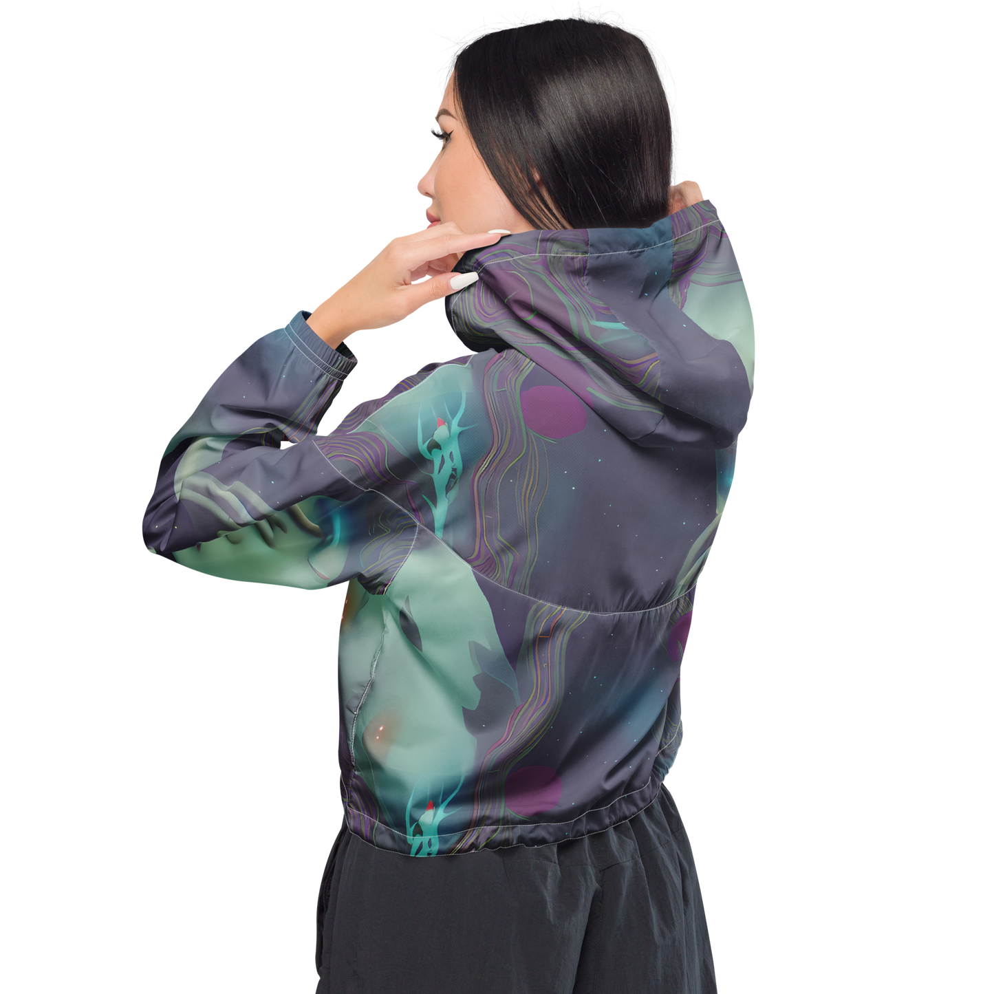 Women's Cropped Windbreaker - Ethereal Muse