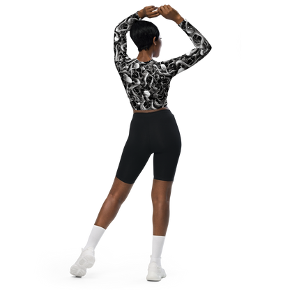Long Sleeve Crop Top - Fluid Monochrome
