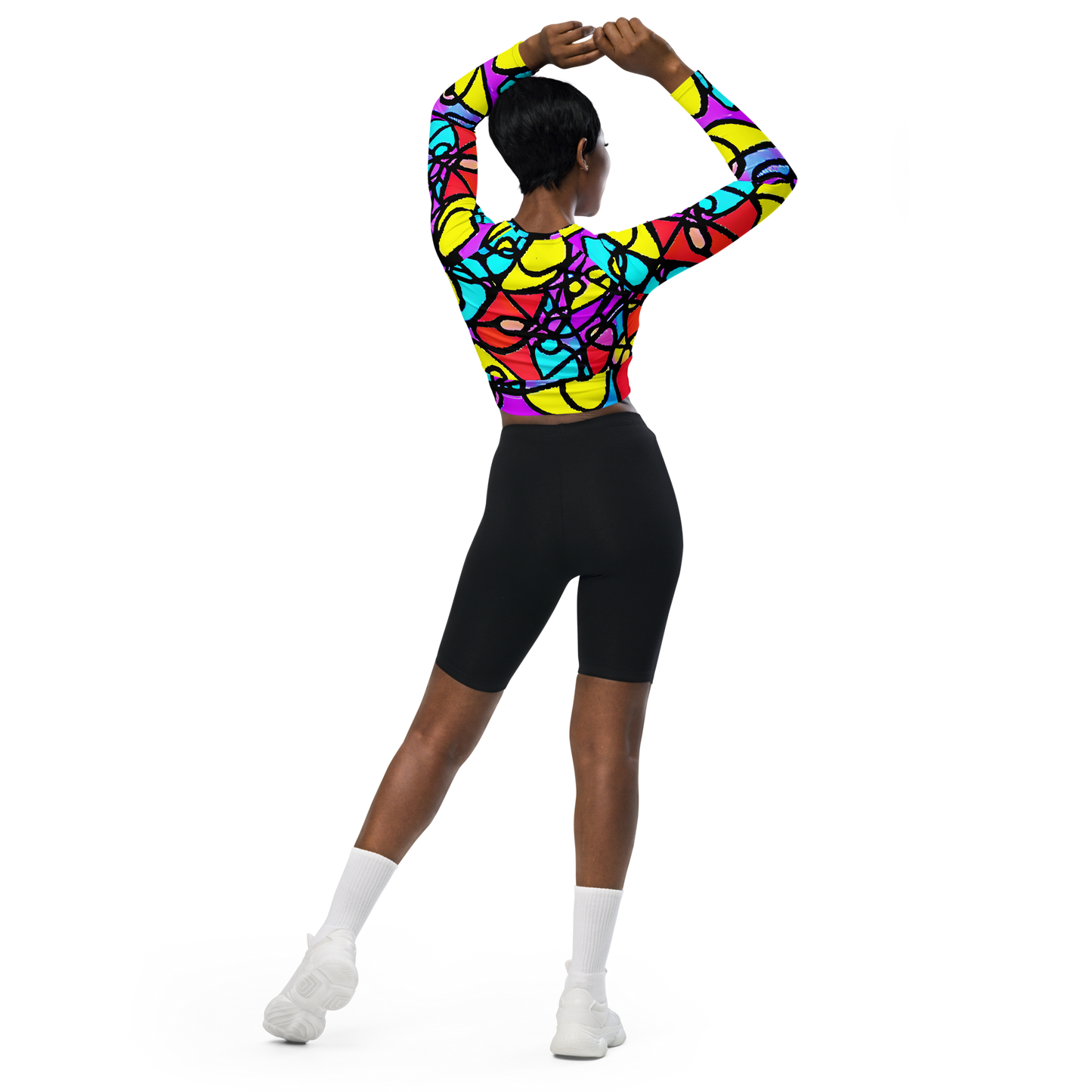 Long Sleeve Crop Top - Radiant Chaos