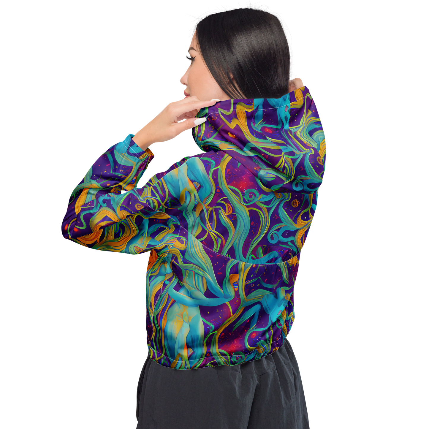 Women's Cropped Windbreaker - Etherial Entwine