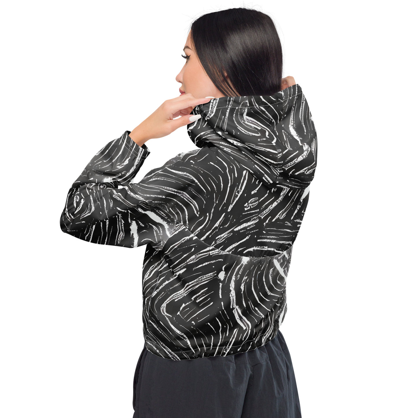 Women's Cropped Windbreaker - Silver Swirl