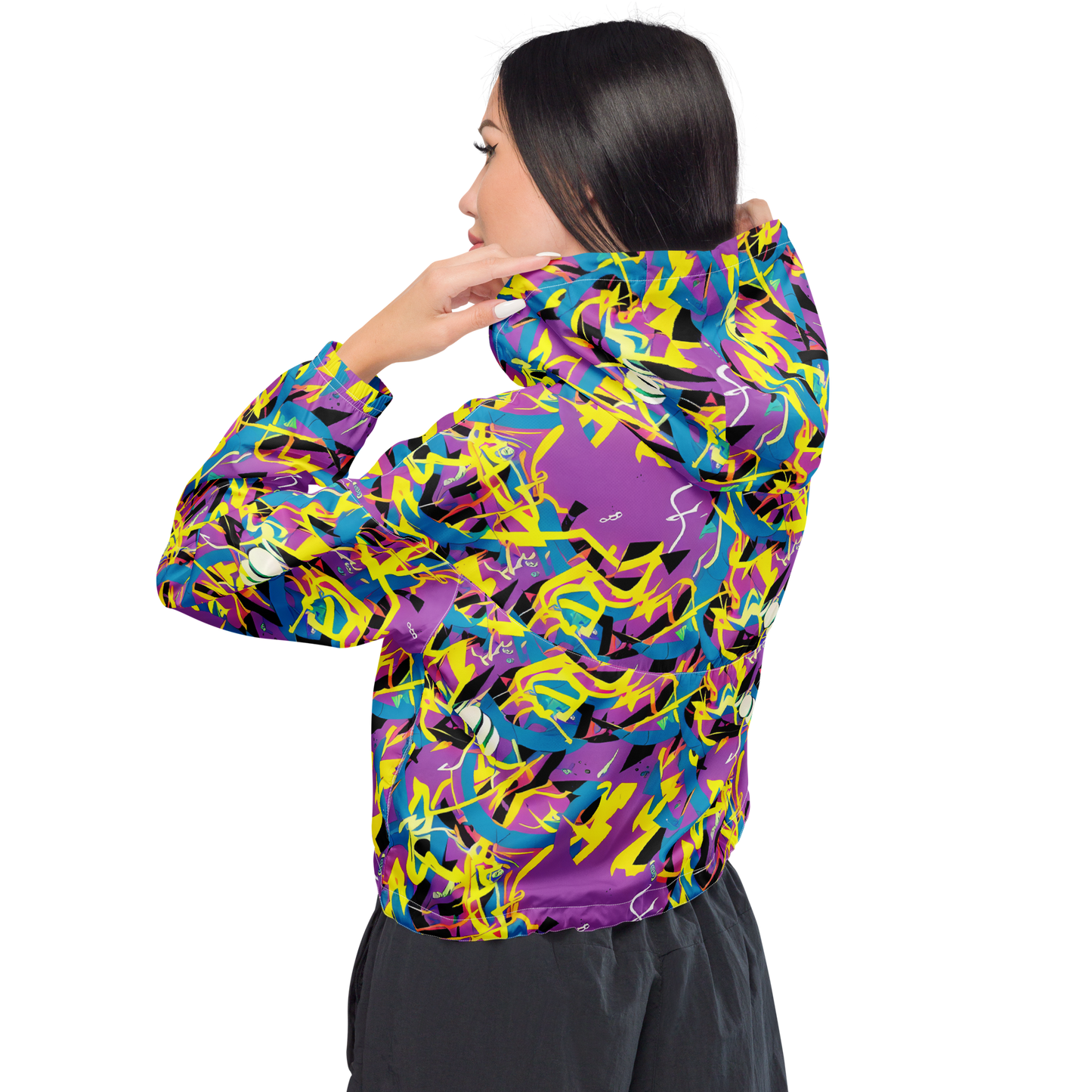 Women's Cropped Windbreaker - Galactic Sprawl