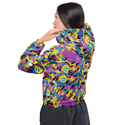 Women's Cropped Windbreaker - Galactic Sprawl