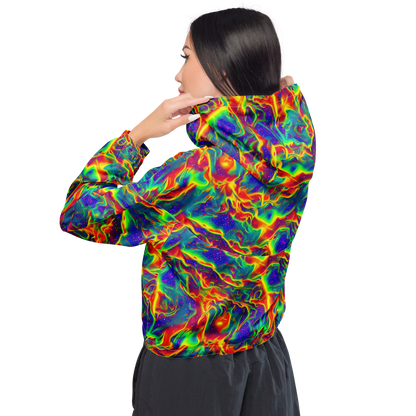 Women's Cropped Windbreaker - Nebula Symphony