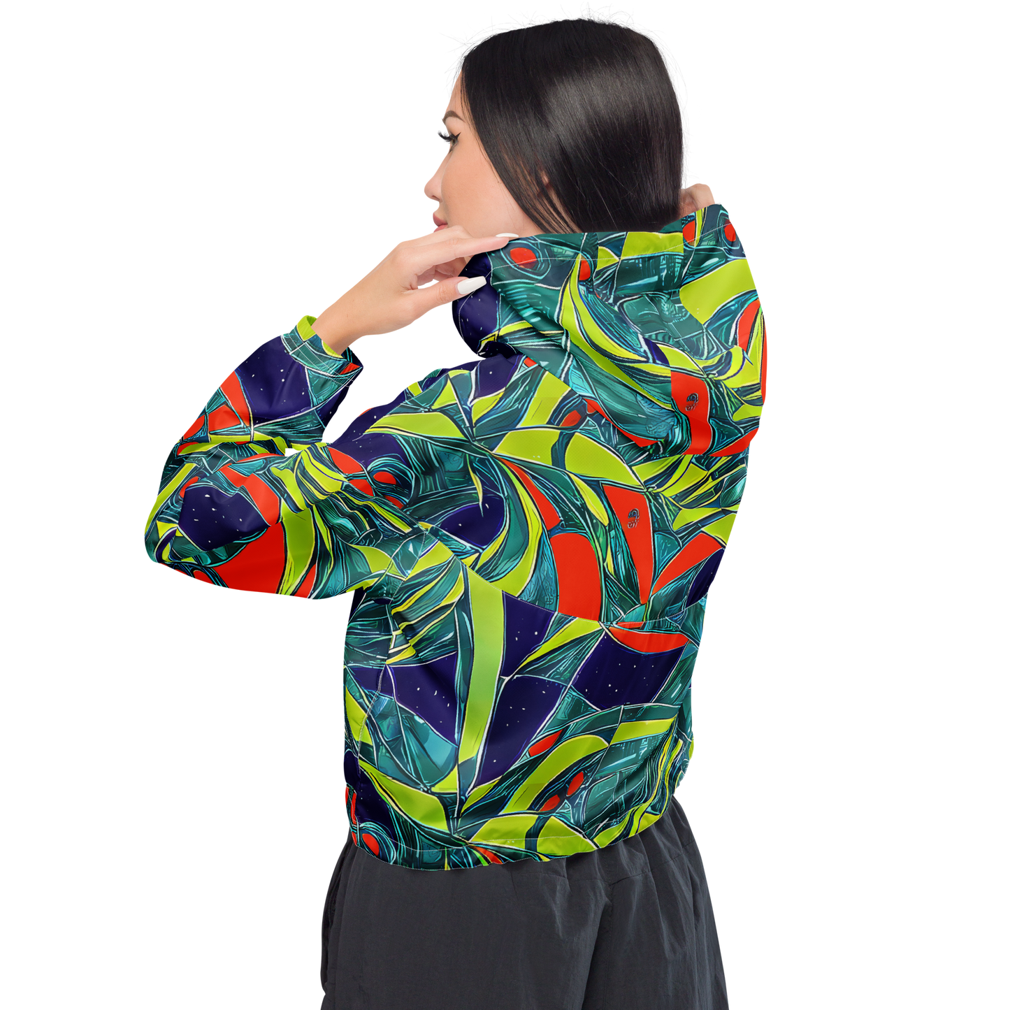 Women's Cropped Windbreaker - Harmonic Mirage