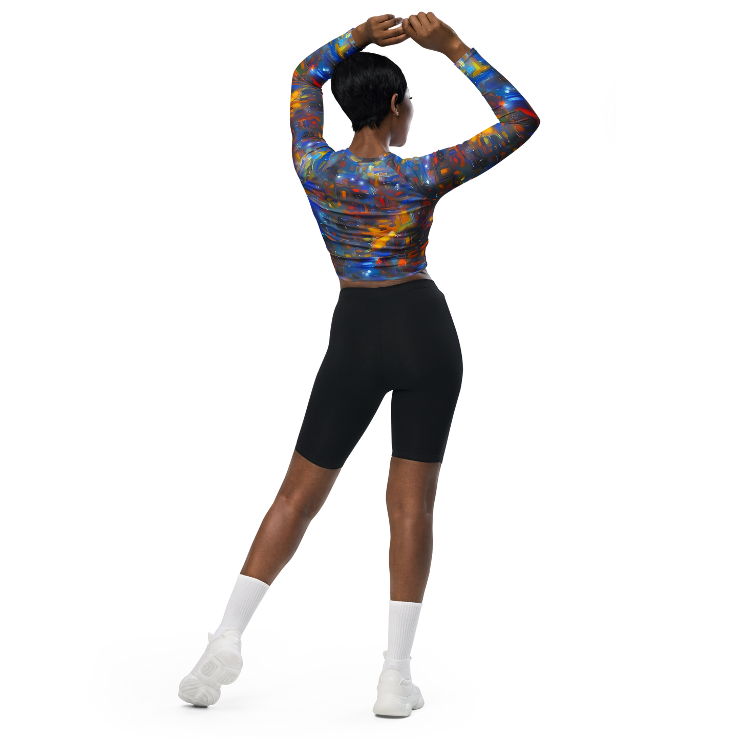 Long Sleeve Crop Top - Abstract Conflux