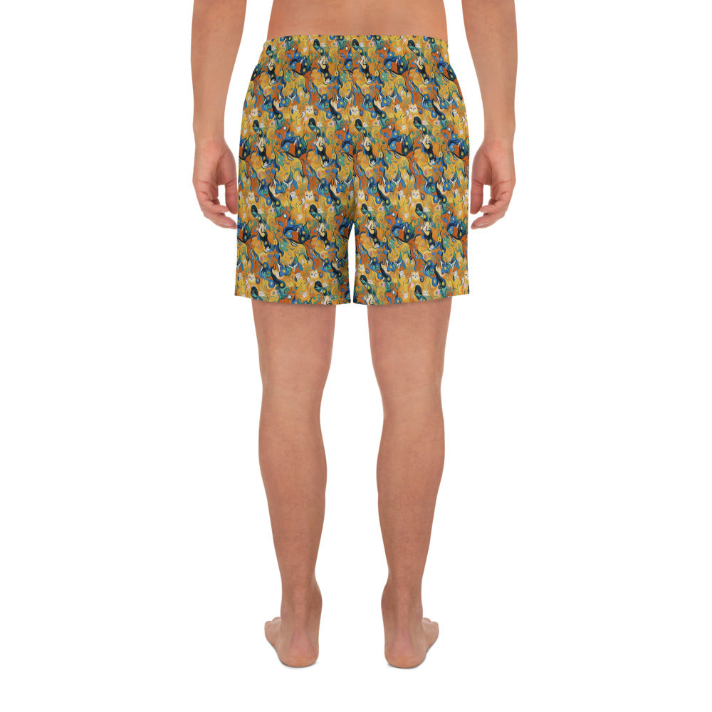 Men's Athletic Shorts - Whimsical Feline Dance