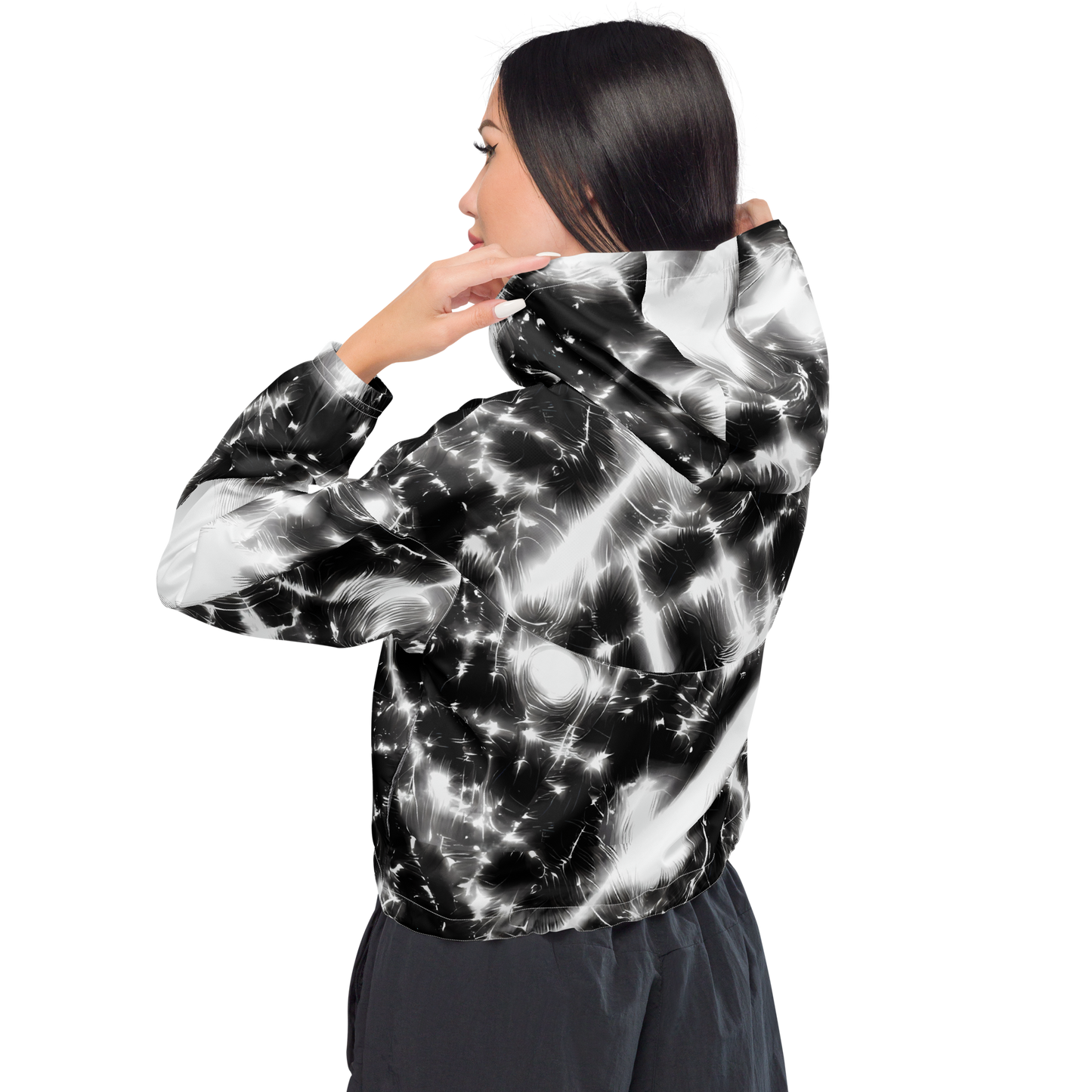 Women's Cropped Windbreaker - Electric Nightfall