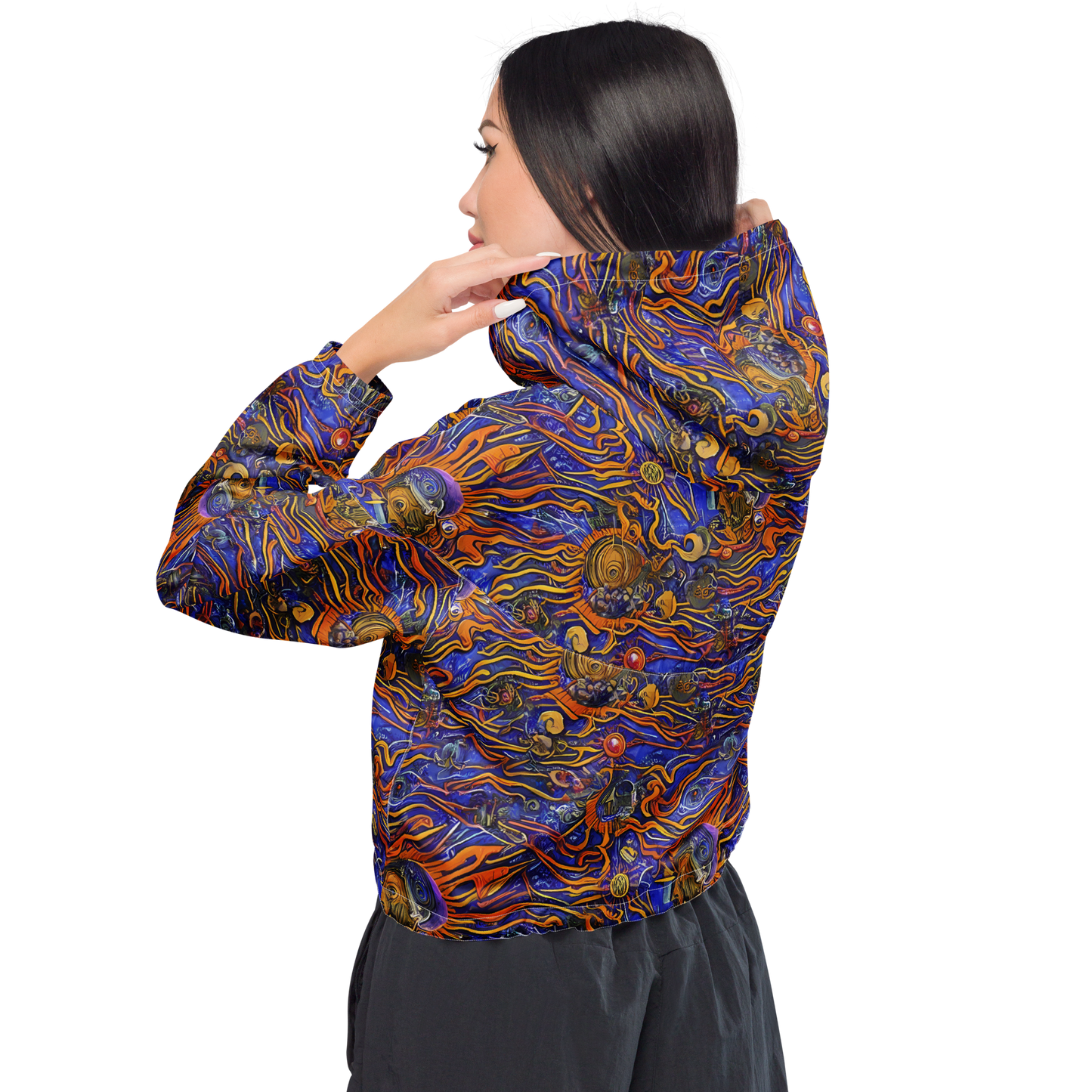 Women's Cropped Windbreaker - Mantegna Swirl