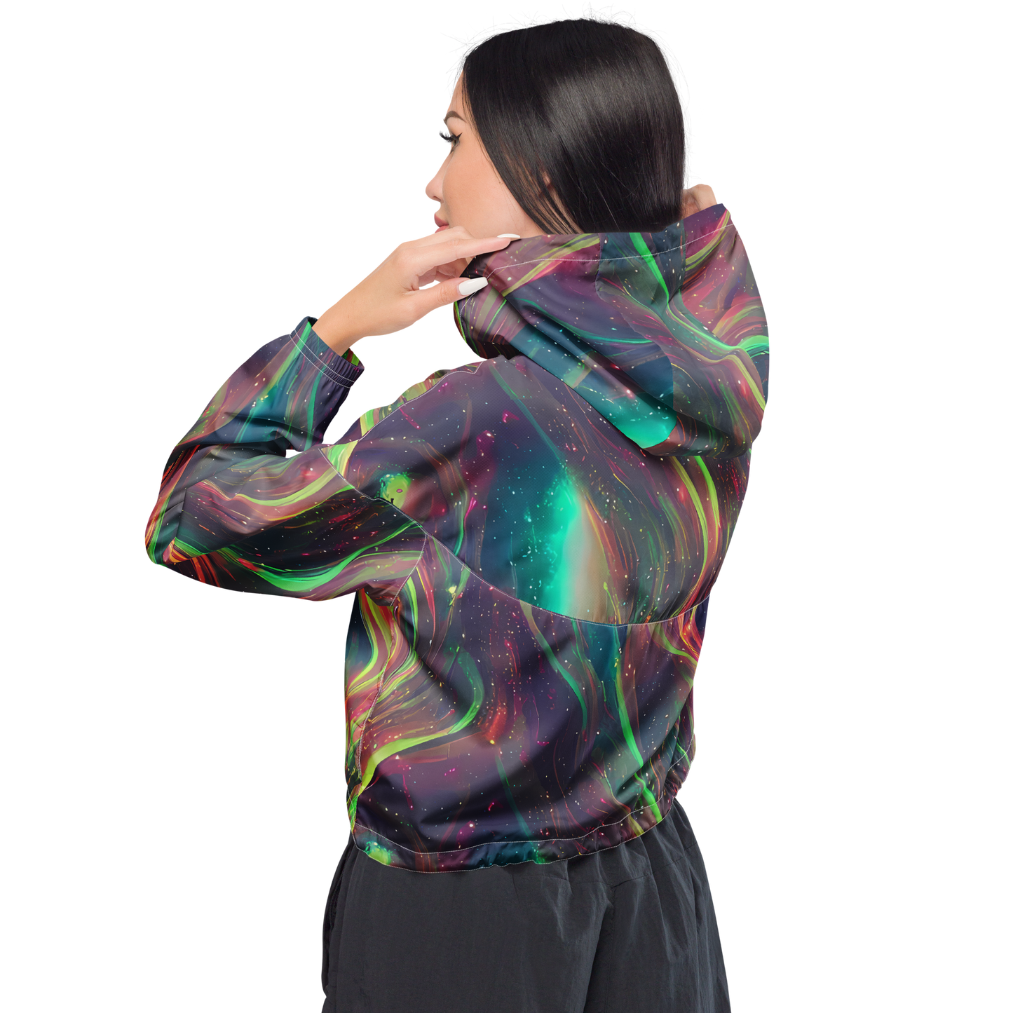 Women's Cropped Windbreaker - Temple Wave