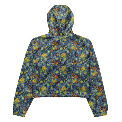 Women's Cropped Windbreaker - Spiraling Stars