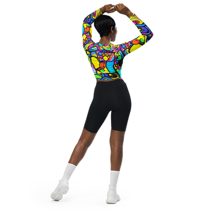 Long Sleeve Crop Top - Kaleidoscopic Flow