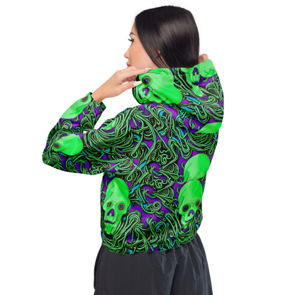 Women's Cropped Windbreaker - Ghostly Labyrinth