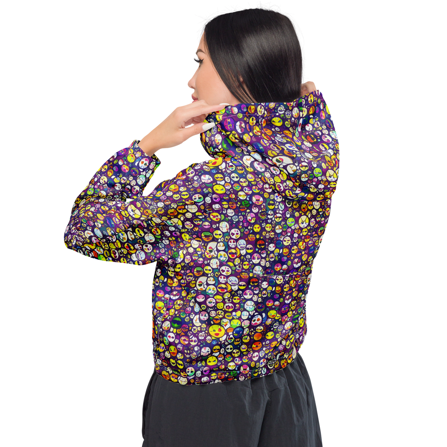 Women's Cropped Windbreaker - Mosaic Moods