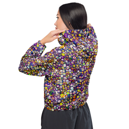 Women's Cropped Windbreaker - Mosaic Moods