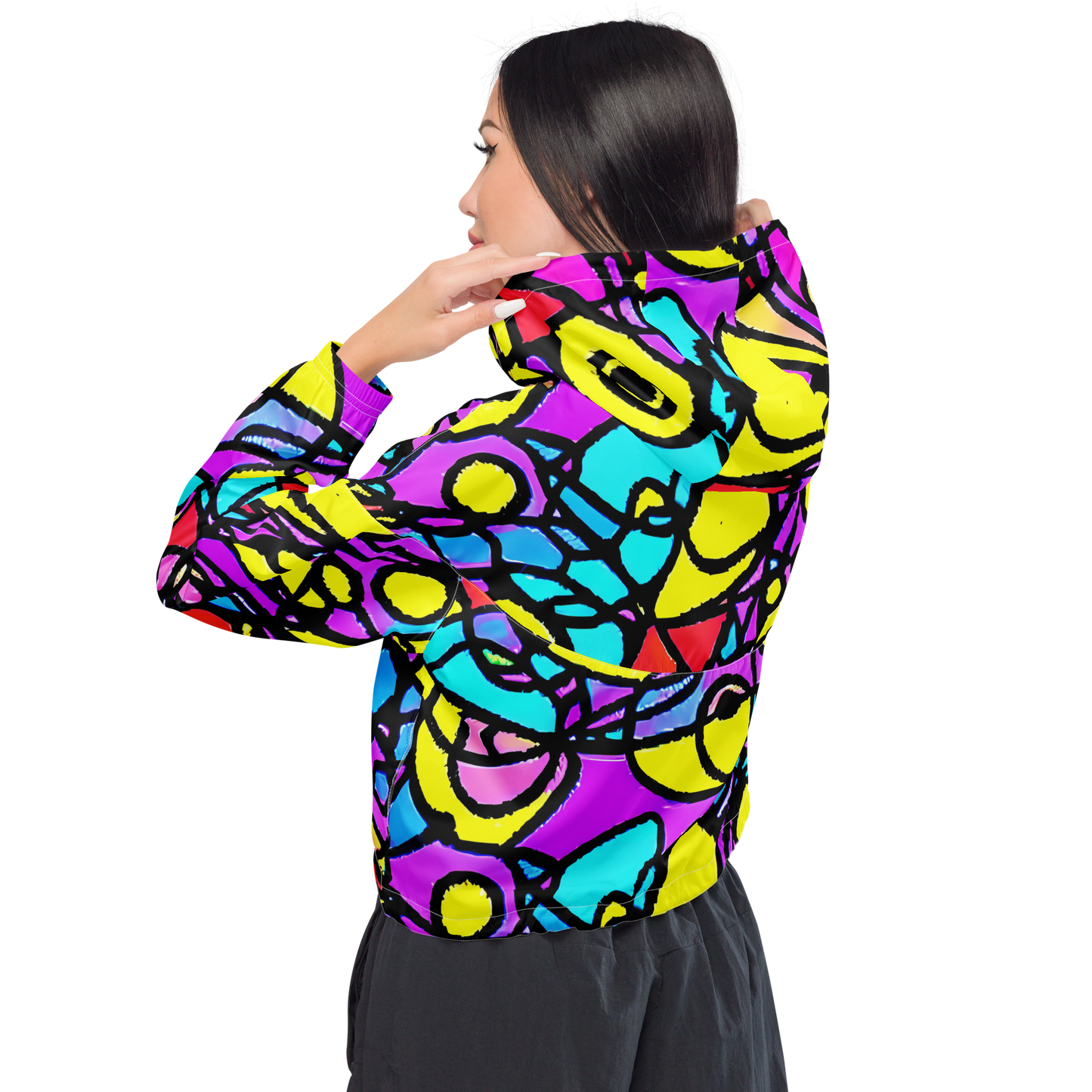 Women's Cropped Windbreaker - Radiant Chaos