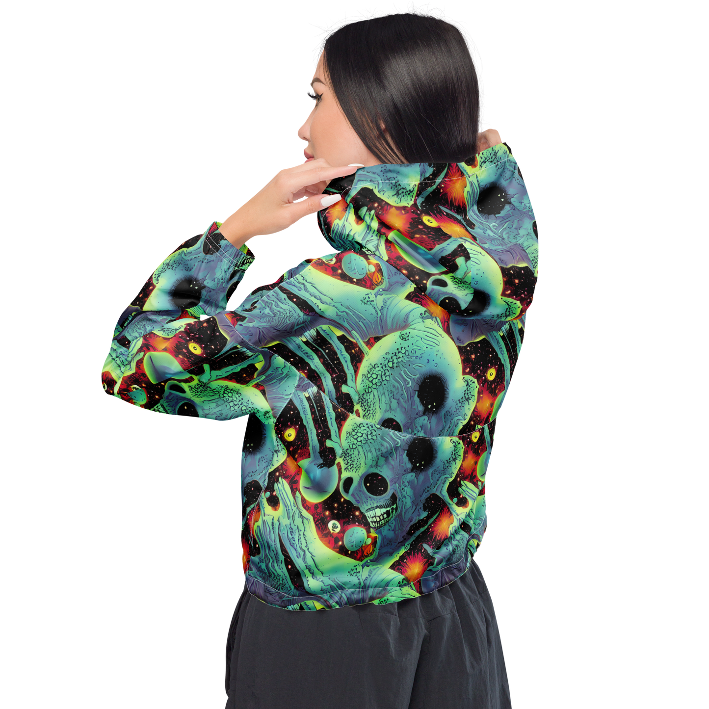 Women's Cropped Windbreaker - Galactic Grotesque