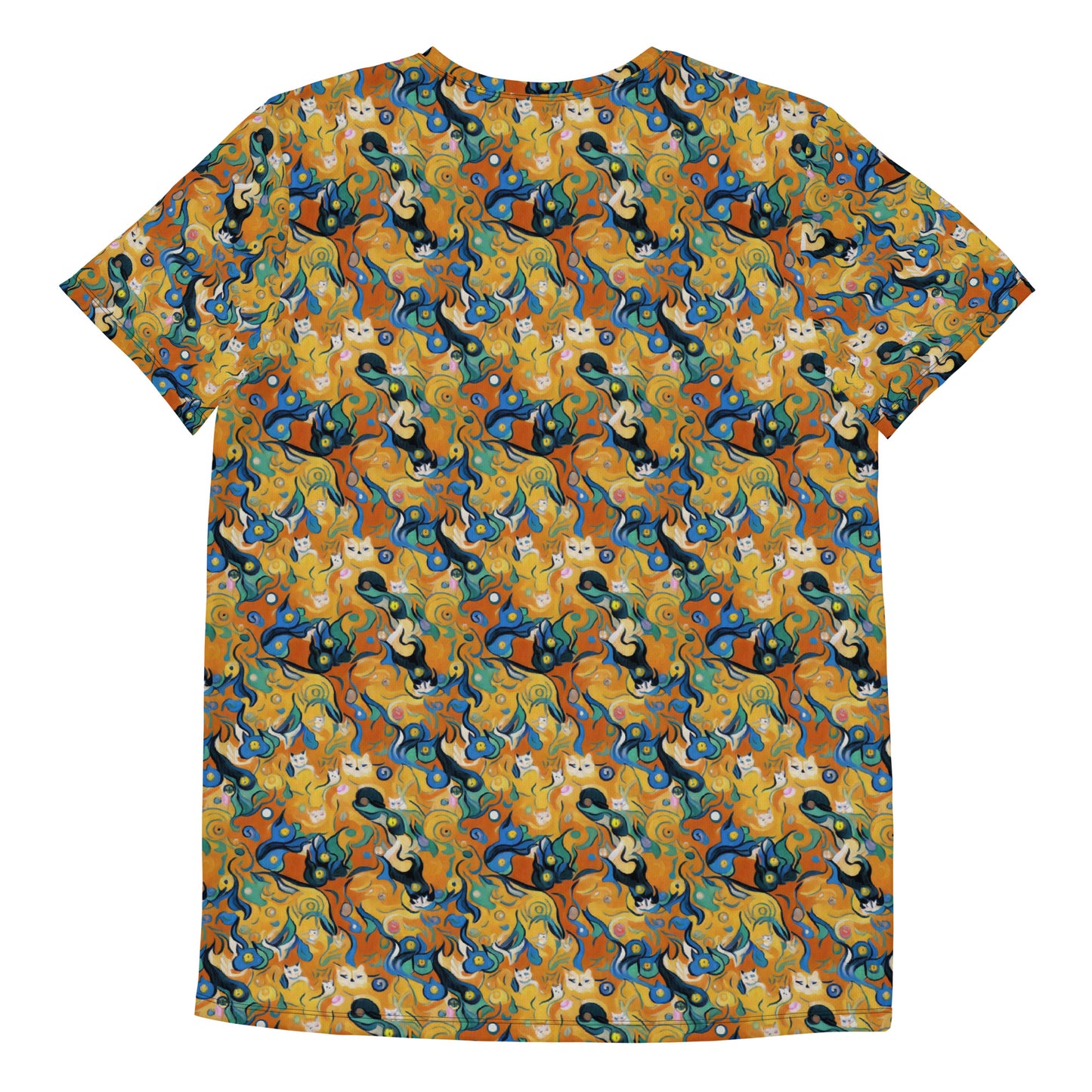 Men's Athletic T-Shirt - Whimsical Feline Dance