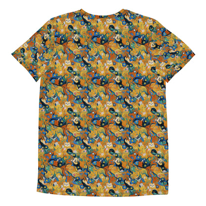 Men's Athletic T-Shirt - Whimsical Feline Dance