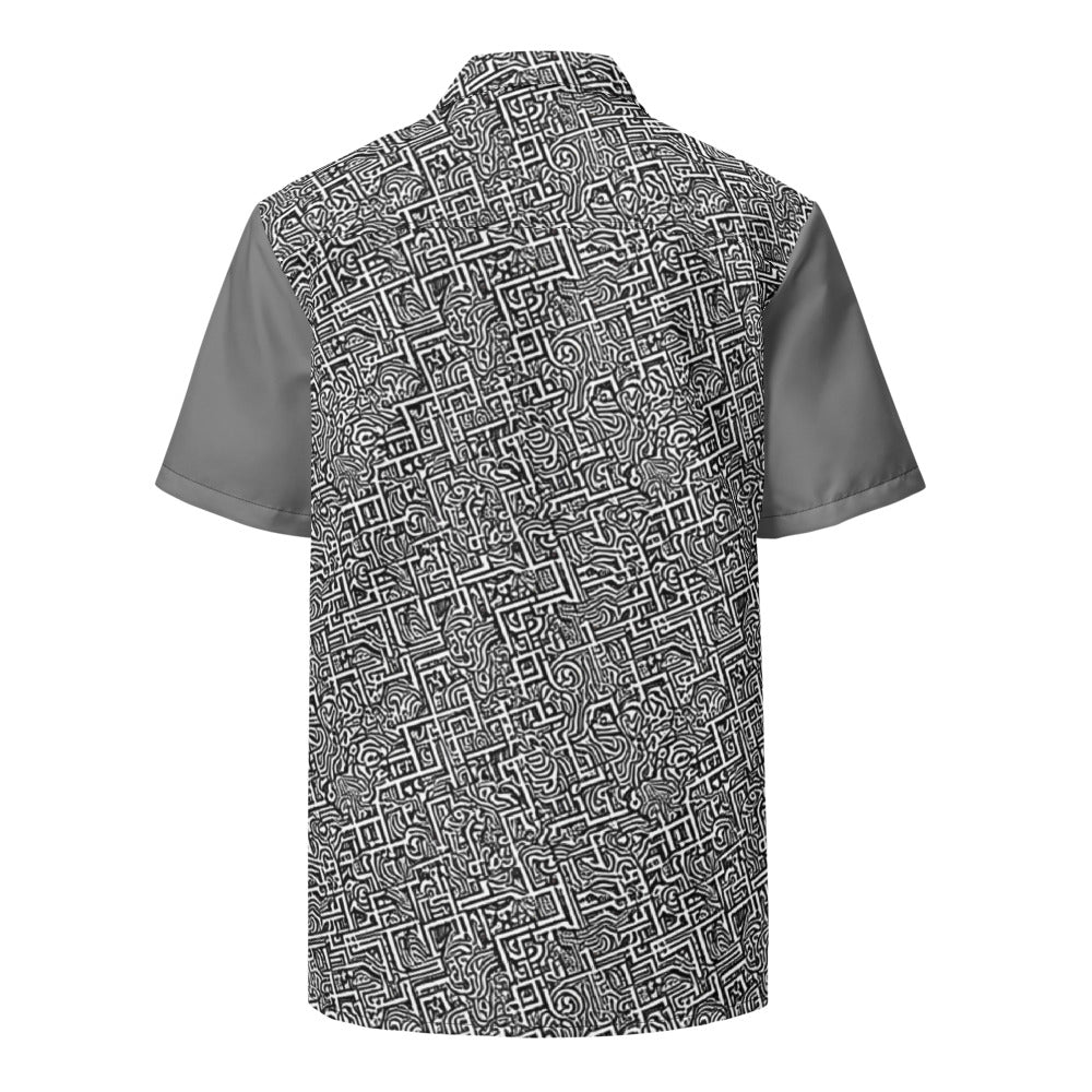 Button Shirt - Monochrome Doodles