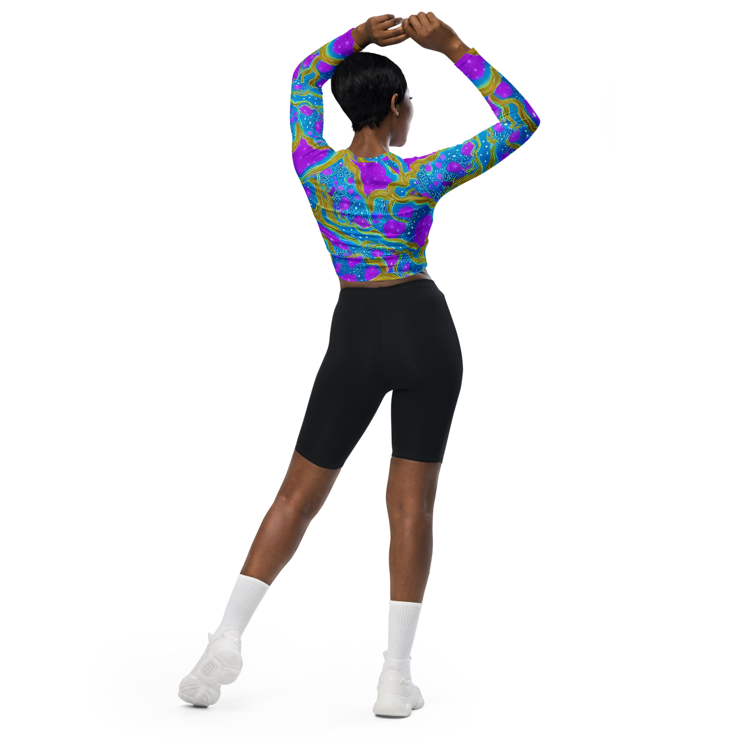 Long Sleeve Crop Top - Mystic Waves