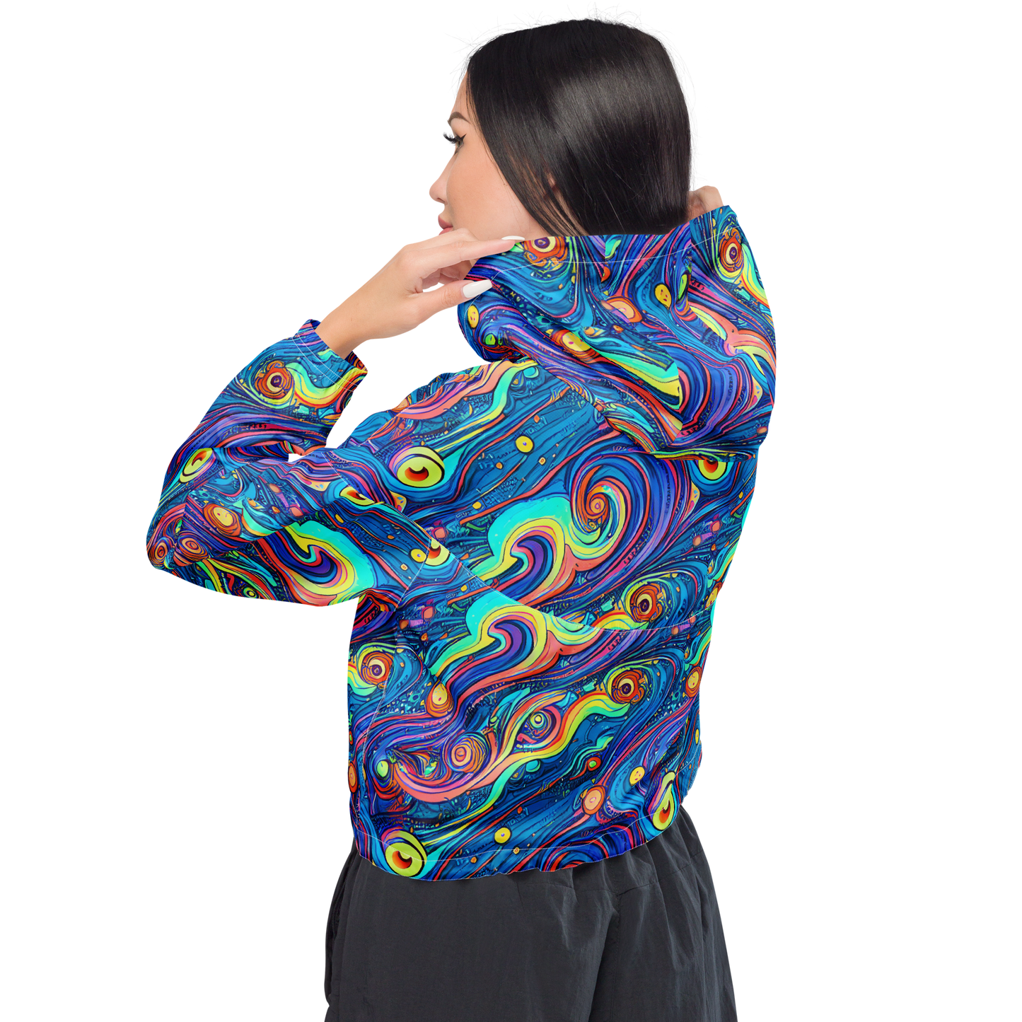 Women's Cropped Windbreaker - Echoes of Vortex