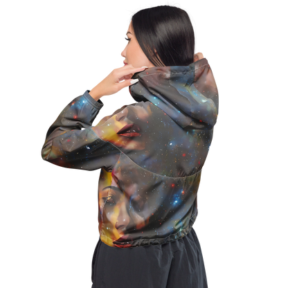 Women's Cropped Windbreaker - Gilded Galaxies