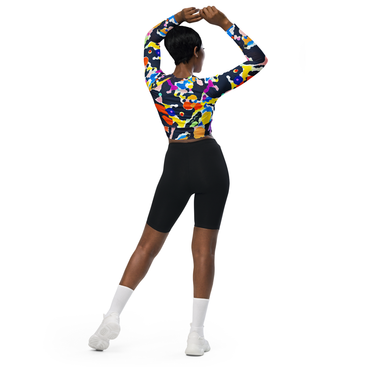 Long Sleeve Crop Top - Kaleido Burst
