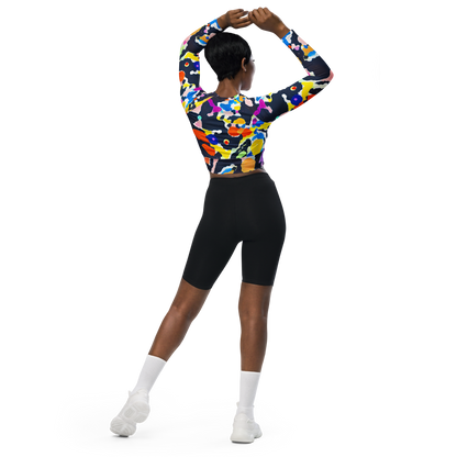 Long Sleeve Crop Top - Kaleido Burst