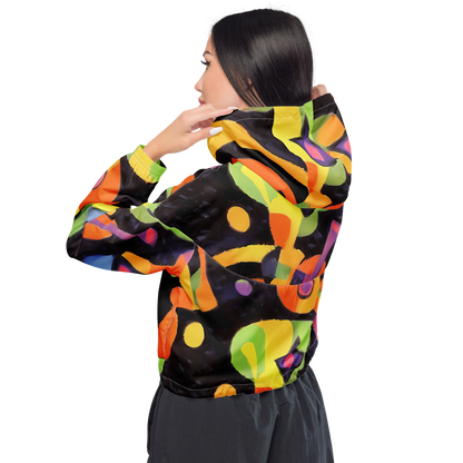 Women's Cropped Windbreaker - Neon Symphony