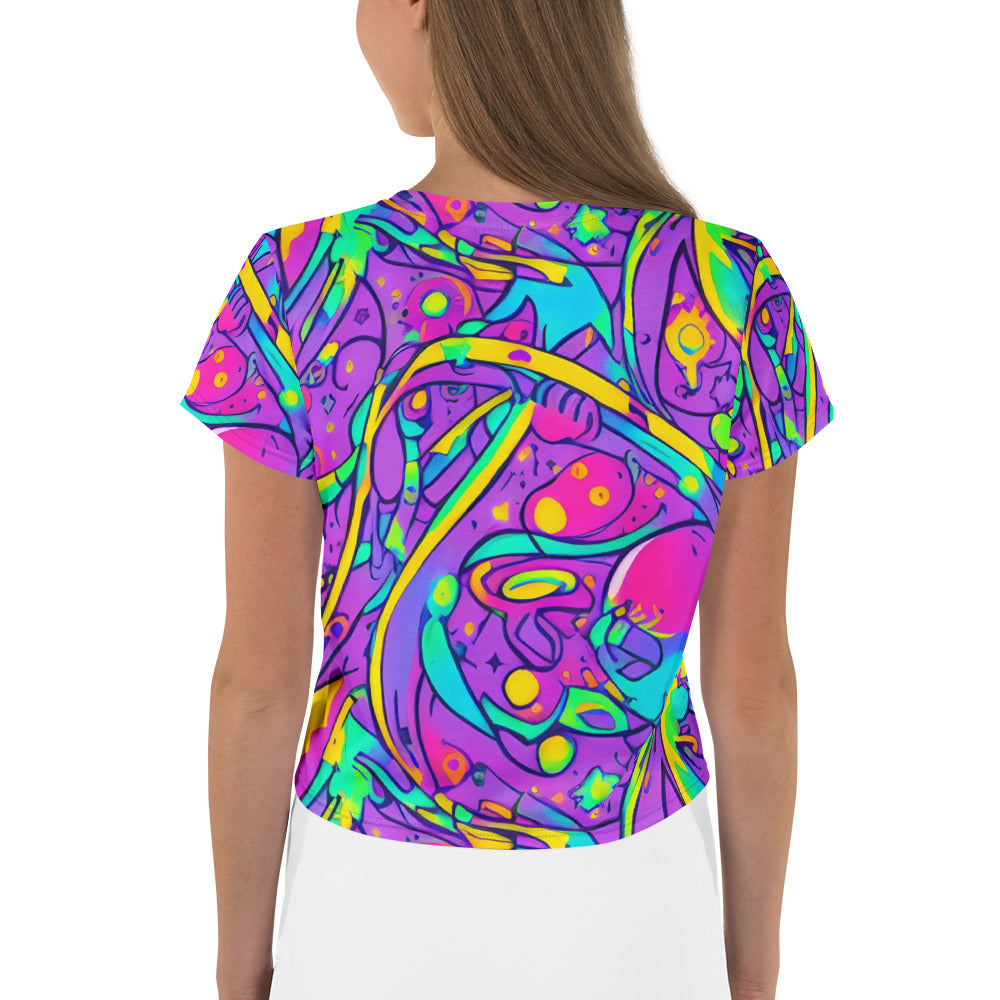 Crop Tee - Neon Galaxy Whirl