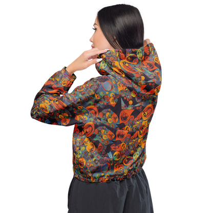 Women's Cropped Windbreaker - Galactic Faces