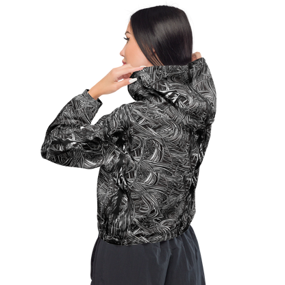 Women's Cropped Windbreaker - Mesmeric Tangles
