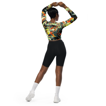 Long Sleeve Crop Top - Fluid Firestorm