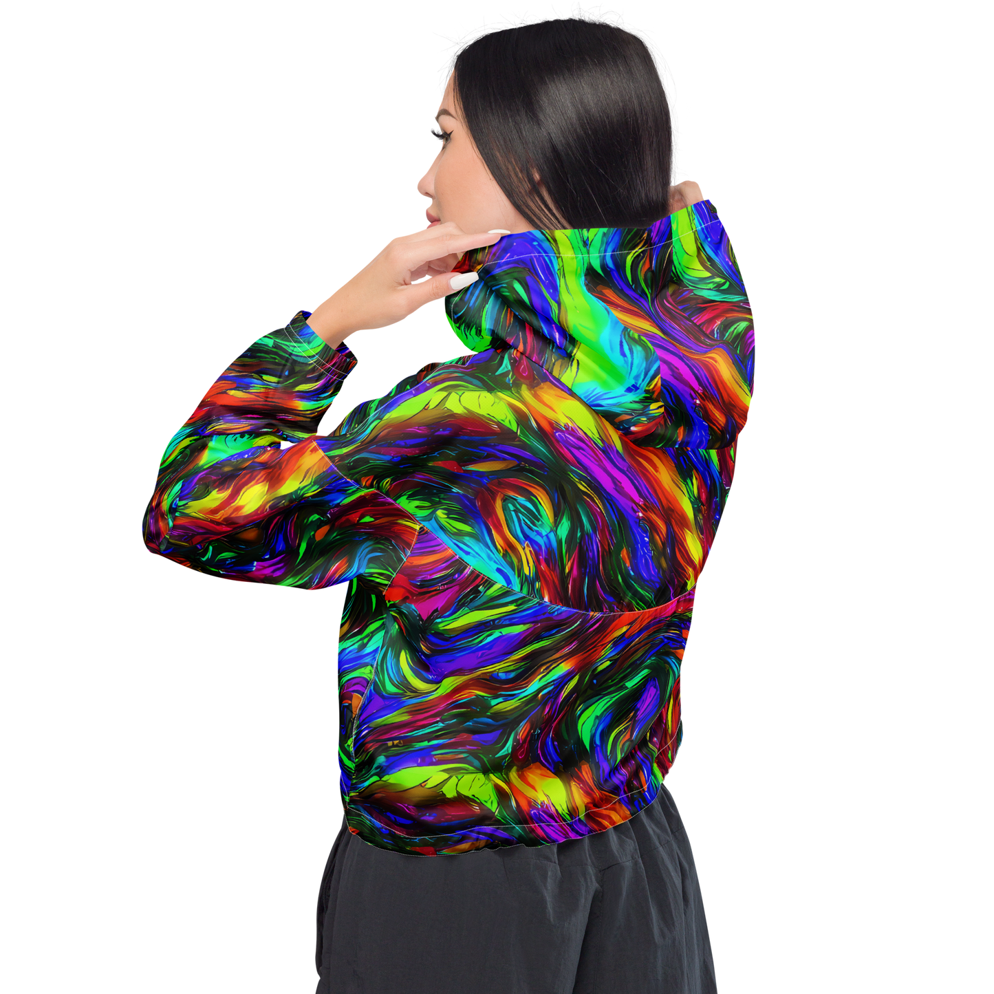 Women's Cropped Windbreaker - Calraet Swirl