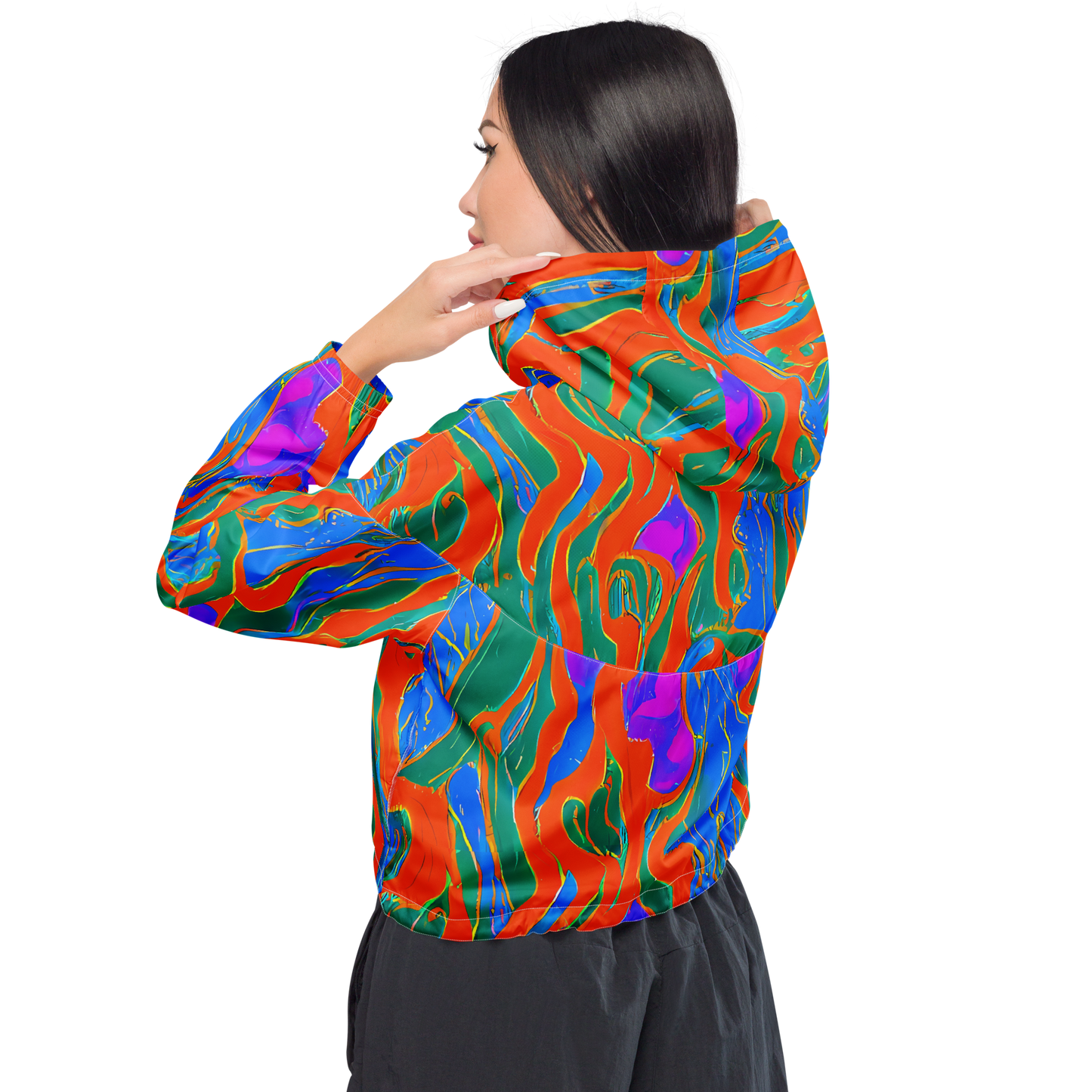 Women's Cropped Windbreaker - Childish Strokes