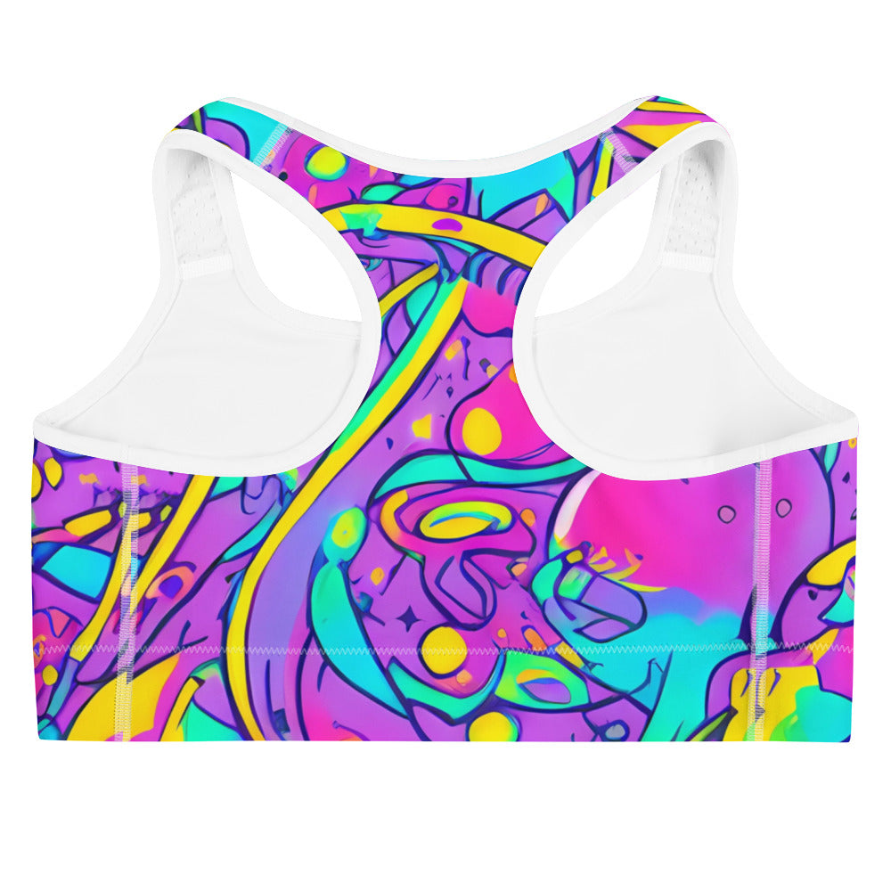 Sports Bra - Neon Galaxy Whirl