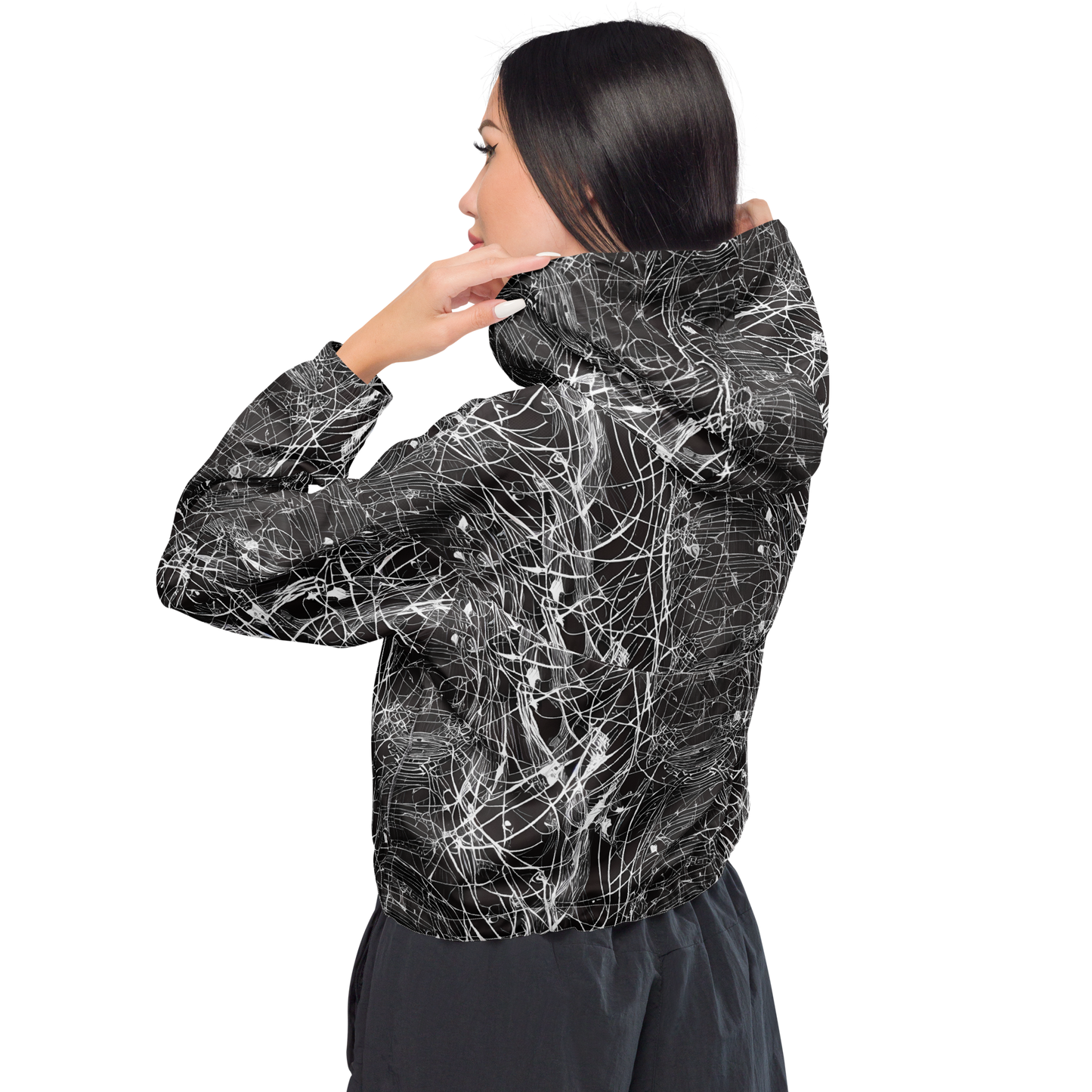 Women's Cropped Windbreaker - Cyber Lattice