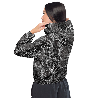 Women's Cropped Windbreaker - Nexus of Lines