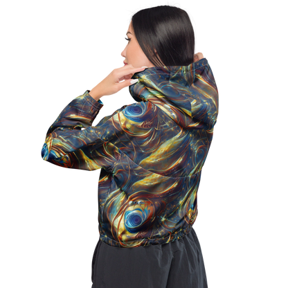 Women's Cropped Windbreaker - Celestial Vortex