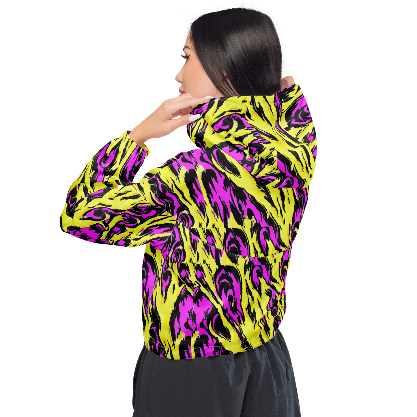Women's Cropped Windbreaker - Neon Savanna