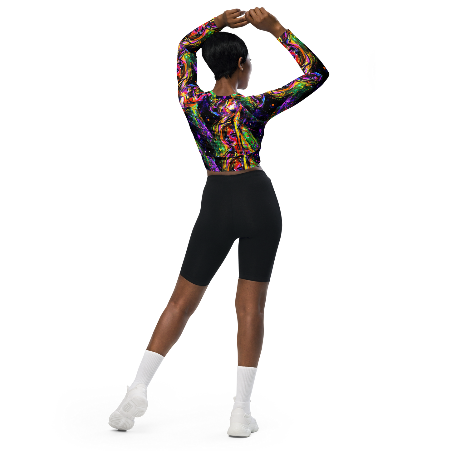 Long Sleeve Crop Top - Galactic Flamenco